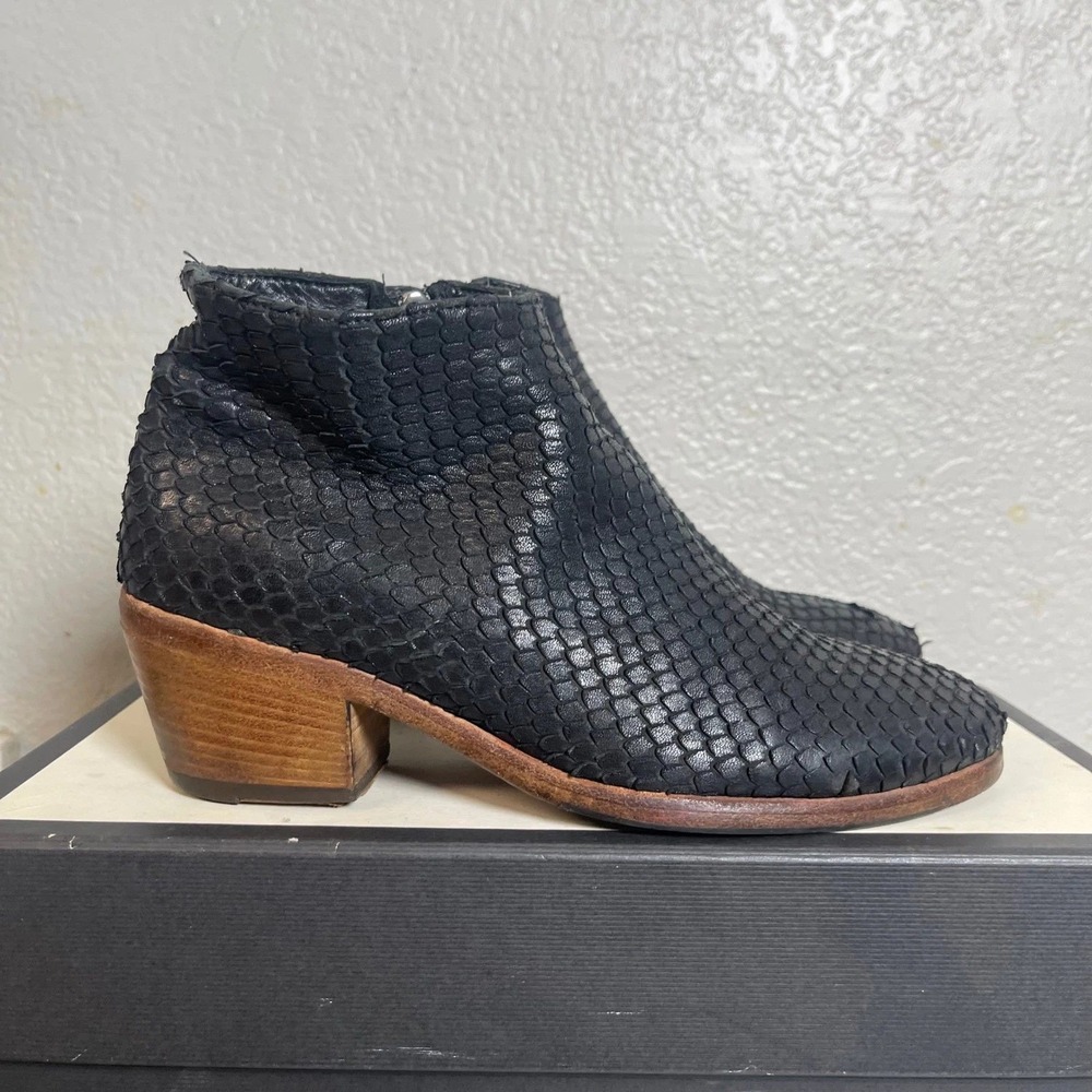 GIDIGIO For Sole Food Boot Snakeskin‎ Embossed Black Leather Women's 36 EU/5 US